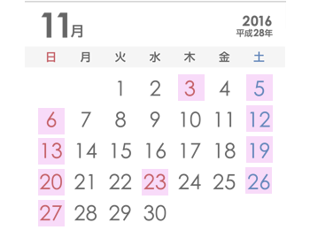 運行日カレンダー11月
