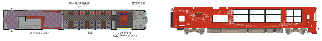 2号車車両内部とラッピング